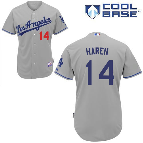 Dan Haren #14 MLB Jersey-L A Dodgers Men's Authentic Road Gray Cool Base Baseball Jersey